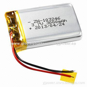 3,000mAh 3.7V Li-polymer Rechargeable Battery, 2.75V Discharge Cut-off Voltage